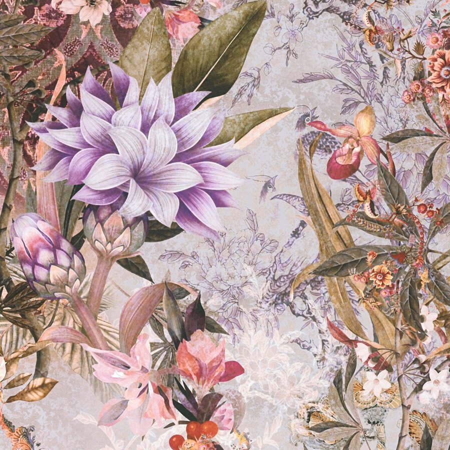 A.S. Creation | Dream Flowery | 381773 | Vliestapete | Blumenoptik | 0.53 x 10.05 m | Beige | Lila