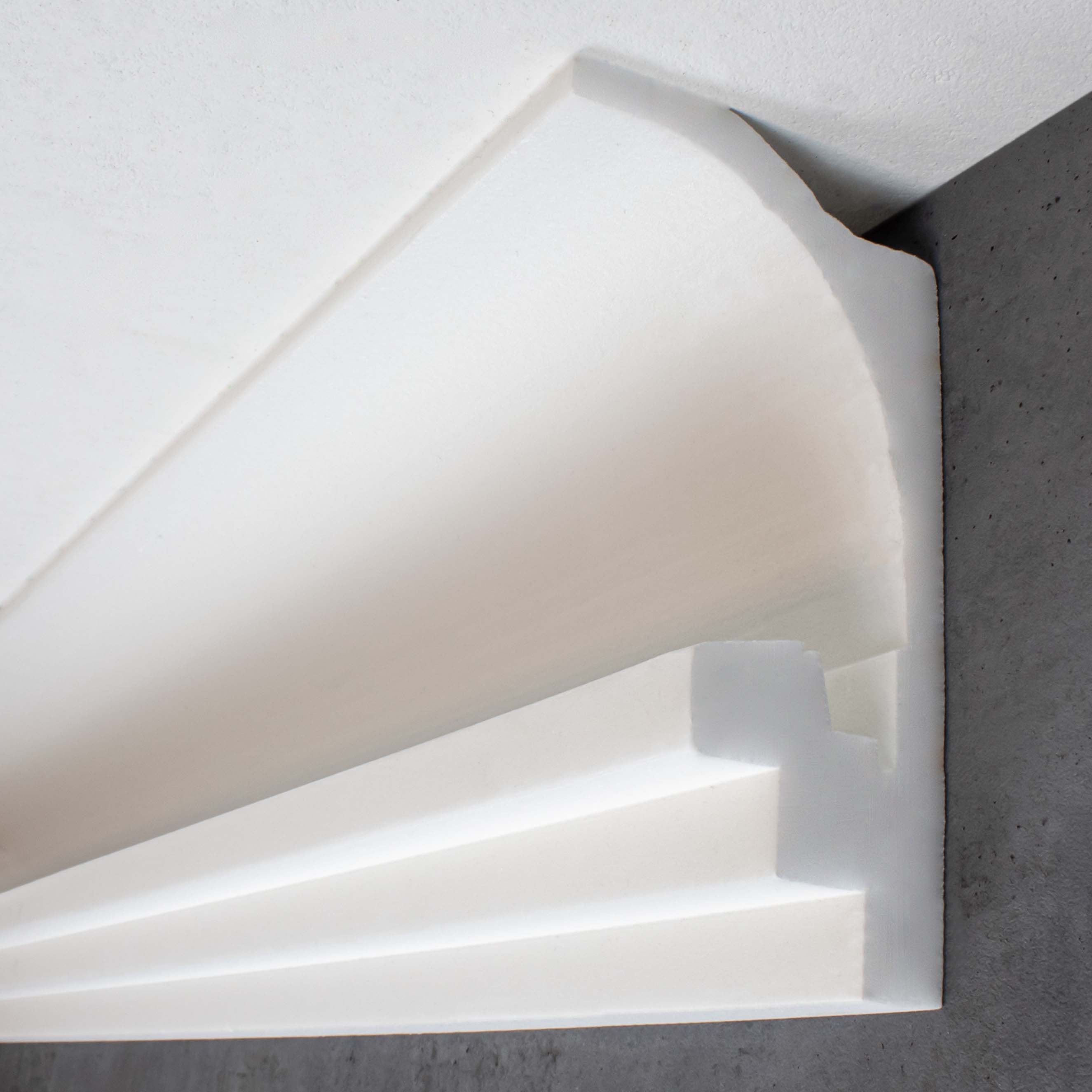 PROVISTON | Lichtleiste "LL8" | Polystyrol Stuckleiste | 93 x 182 x 2000 mm | Weiß | Deckenleiste