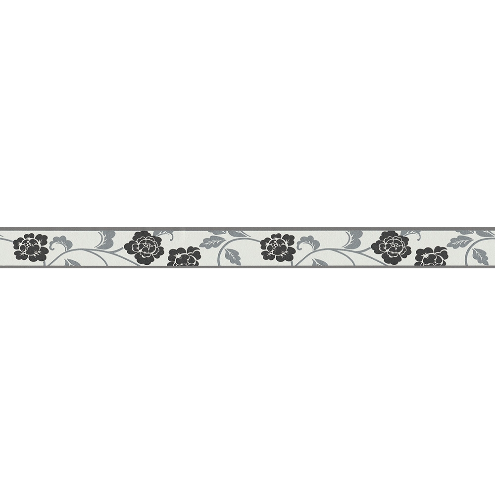 A.S. Creation | Only Borders 10 | 261014 | Papiertapete | Blumenoptik | 0.05 x 5 m | Schwarz