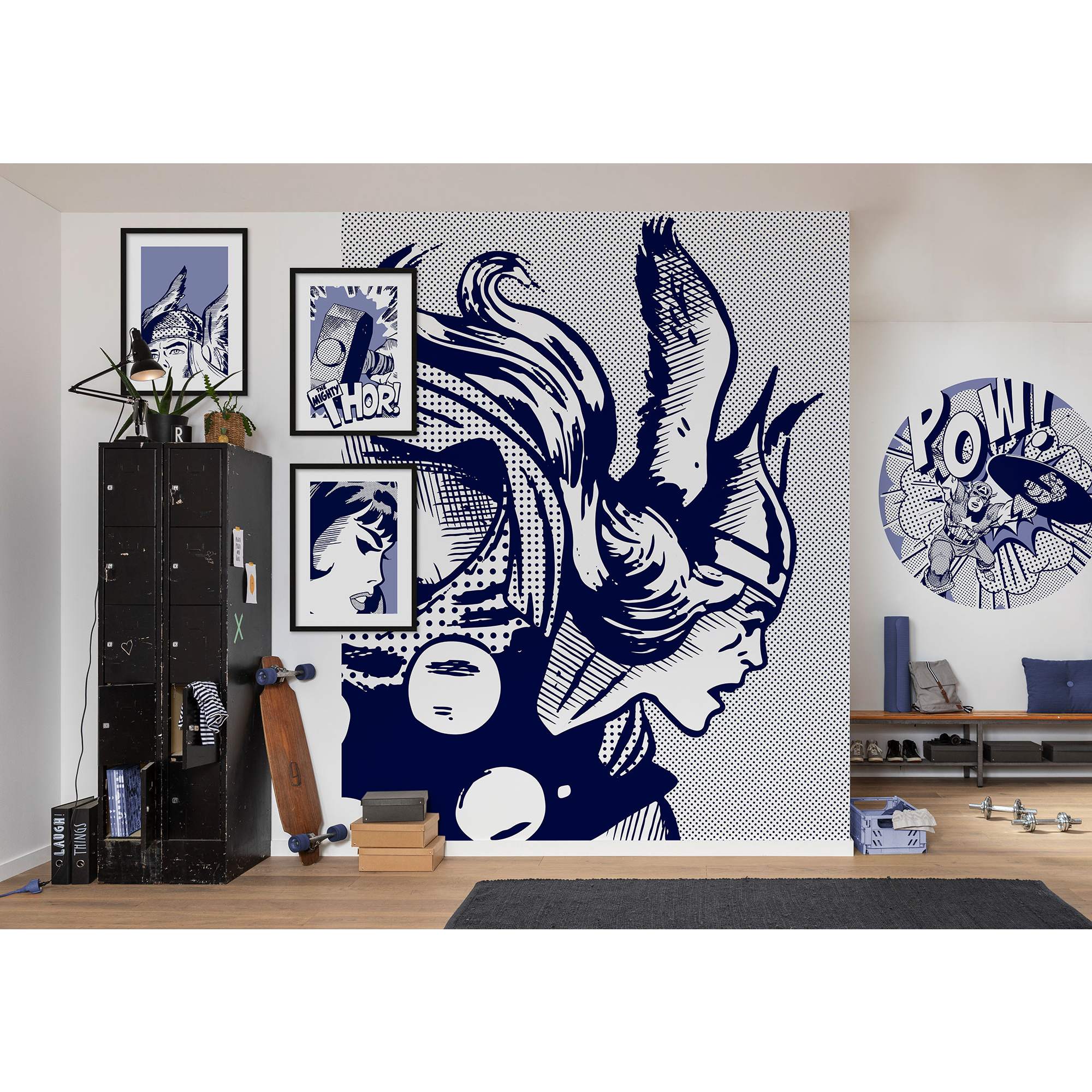 Komar Fototapete Marvel Captian America Pow 125 x 125 cm Vlies Selbstklebend Avengers Universum