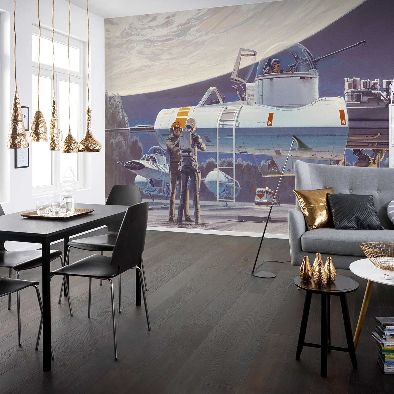 Komar Fototapete Star Wars Yavin Y-Wing 250 x 500 cm Vlies Yavin Y-Wing Tanken Raumschiff Treibstoff