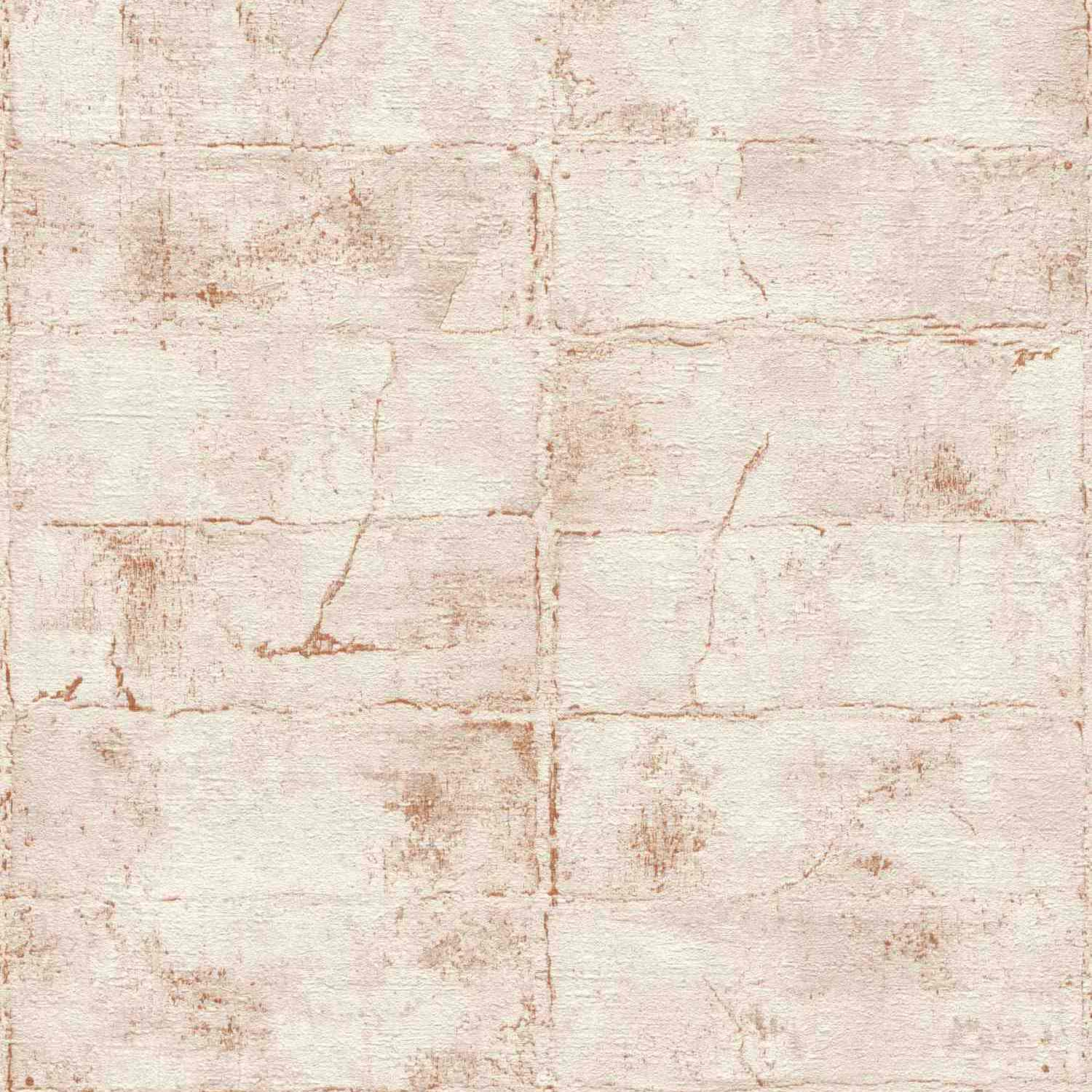Rasch | Concrete | 520149 | Vliestapete | Steinoptik | 0.53 x 10.05 m | Rot | Weiß