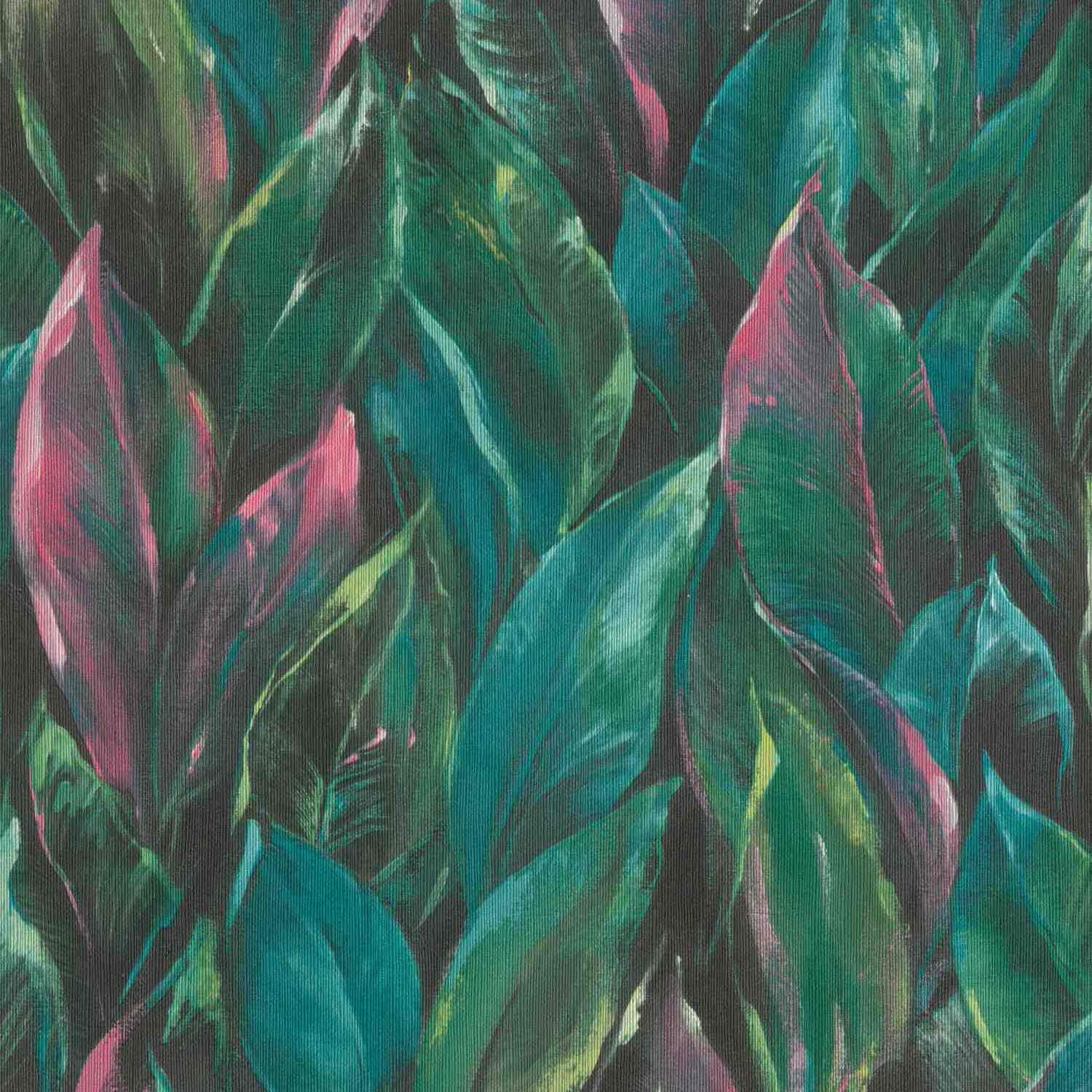 Rasch | Curiosity | 537352 | Vliestapete | Botanisch | 0.53 x 10.05 m | Schwarz | Pink | Grün