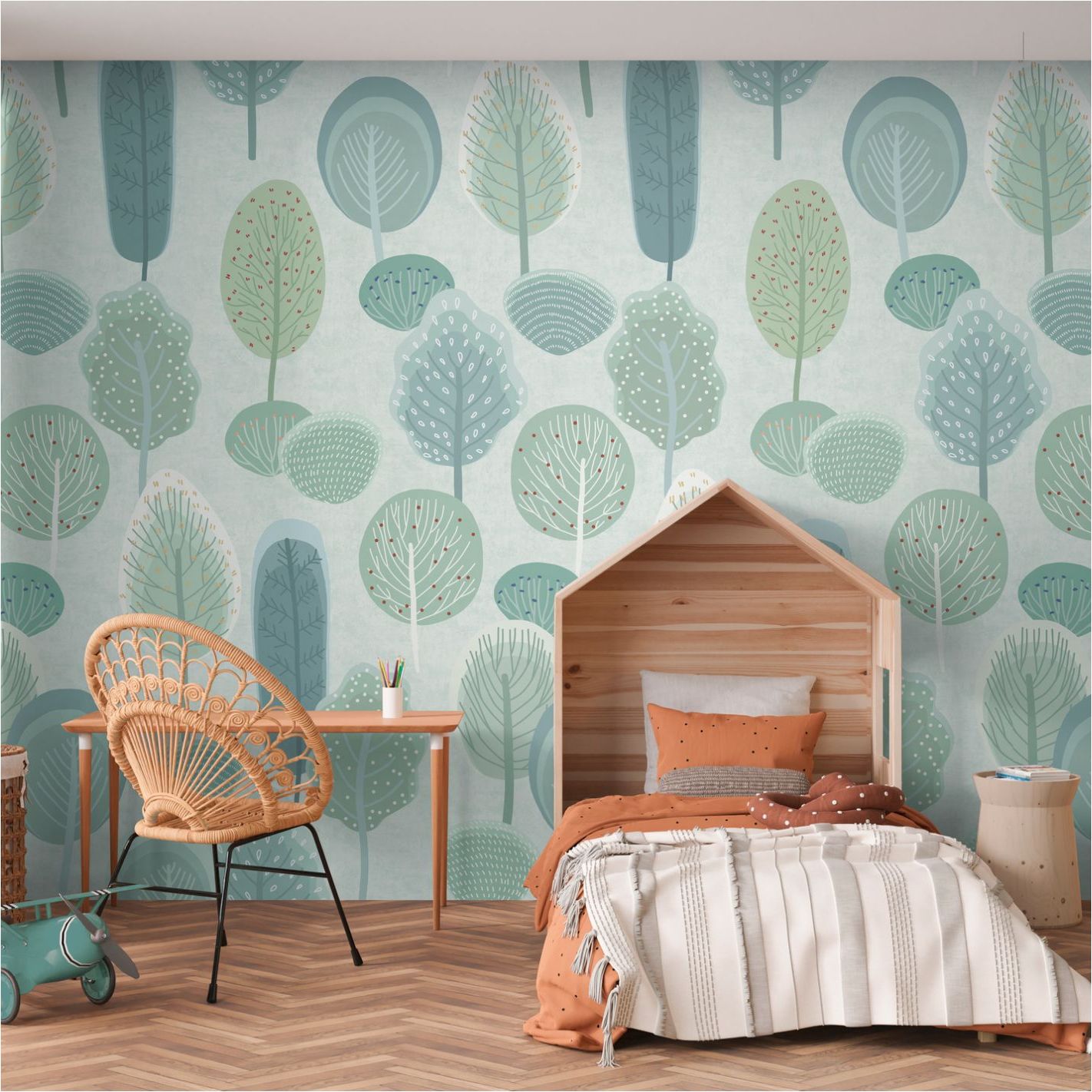 Fototapete Kinderzimmer 770711 Blau Grün Muster Motive Lilly & Luis Wald A.S. Création