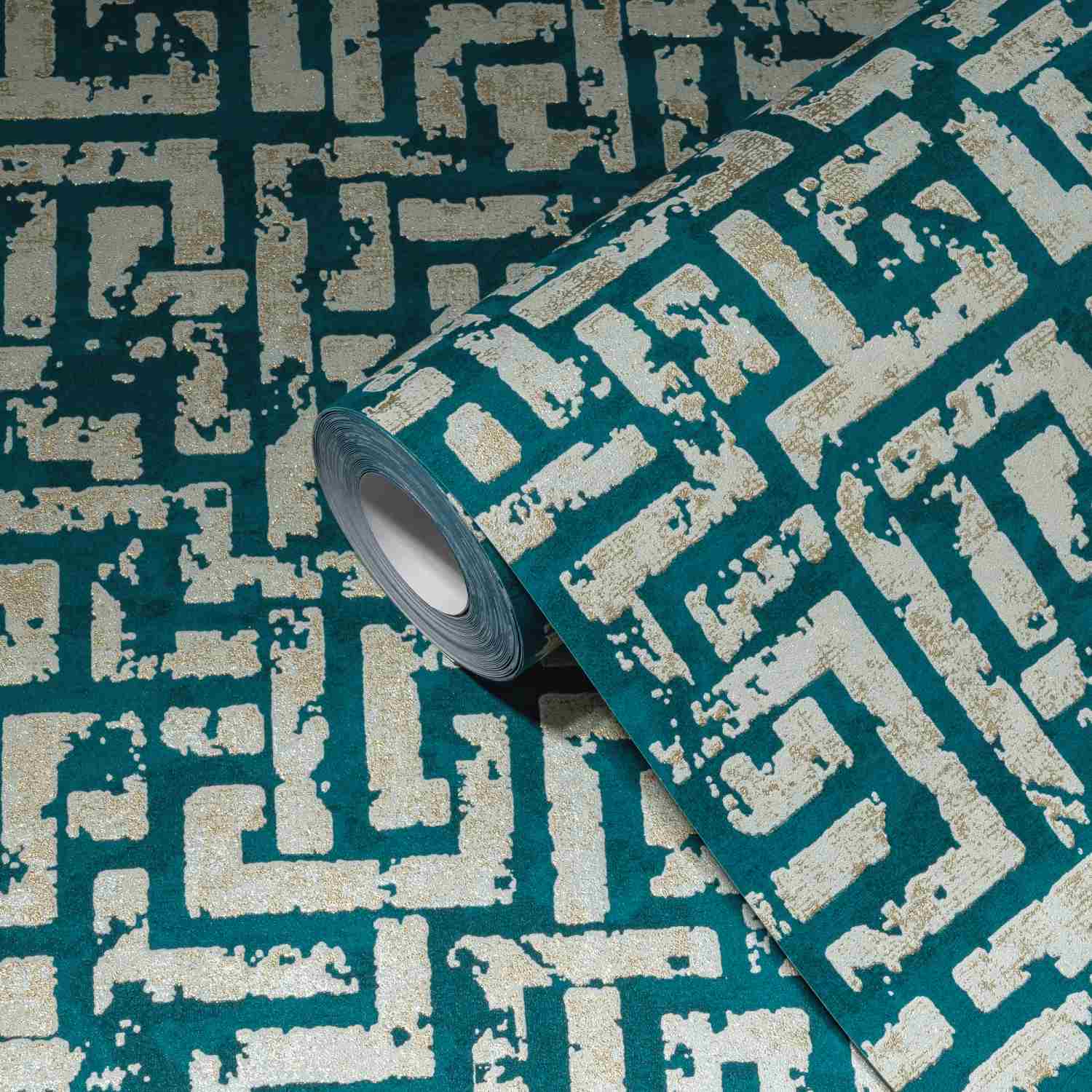 A.S. Creation | MY HOME. MY SPA. | 386953 | Vliestapete | Geometrisch | 0.53 x 10.05 m | Blau