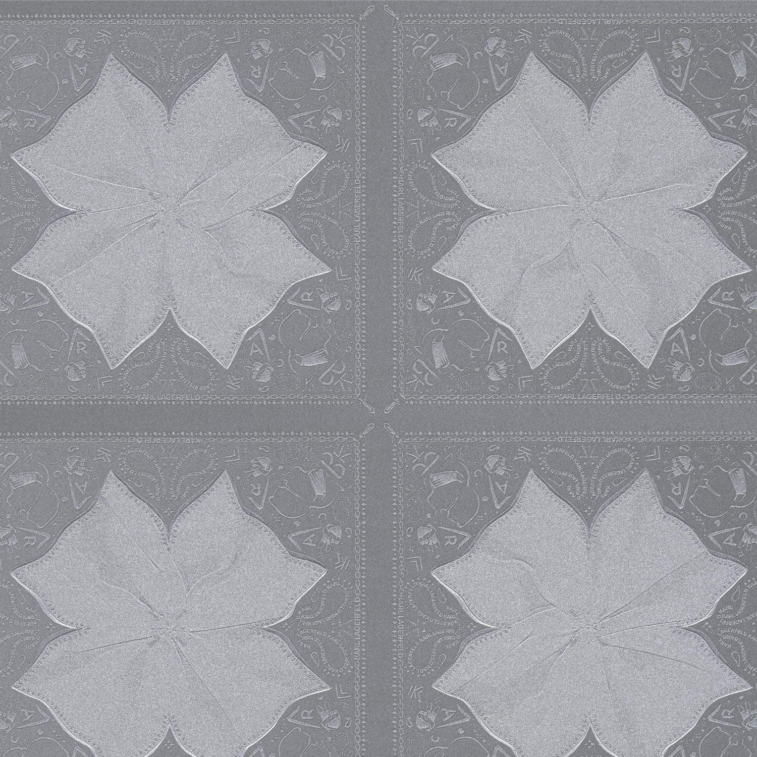 A.S. Creation | Karl Lagerfeld | 378455 | Vliestapete | Blumenoptik | 0.53 x 10.05 m | Grau