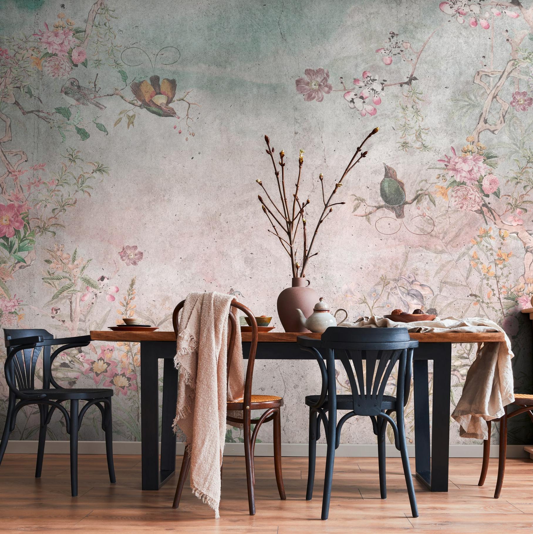 A.S. Creation Fototapete The Wall III 399201 Ein Motiv pro Rolle Blumen Floral Bunt Grau