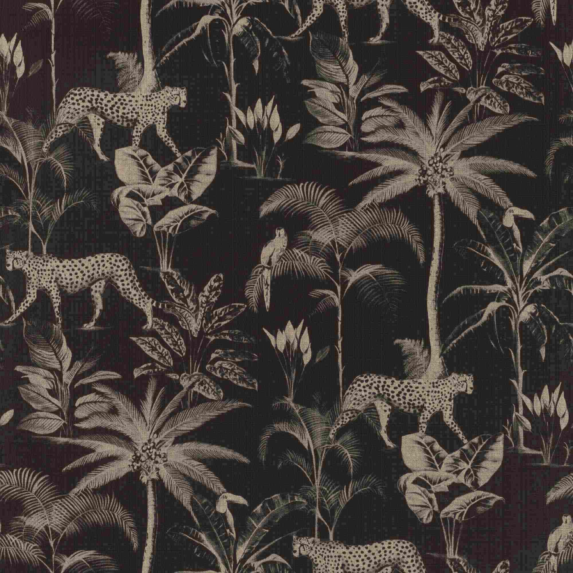 Rasch | Selection | 409031 | Vliestapete | Tiere | Botanisch | 0.53 x 10.05 m | Schwarz | Gold