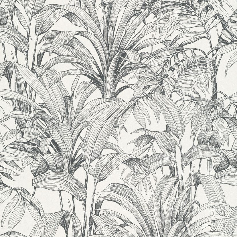 Grandeco | Asperia | A51401 | Vliestapete | Blätter | 10.05 x 0.53 m | Weiß