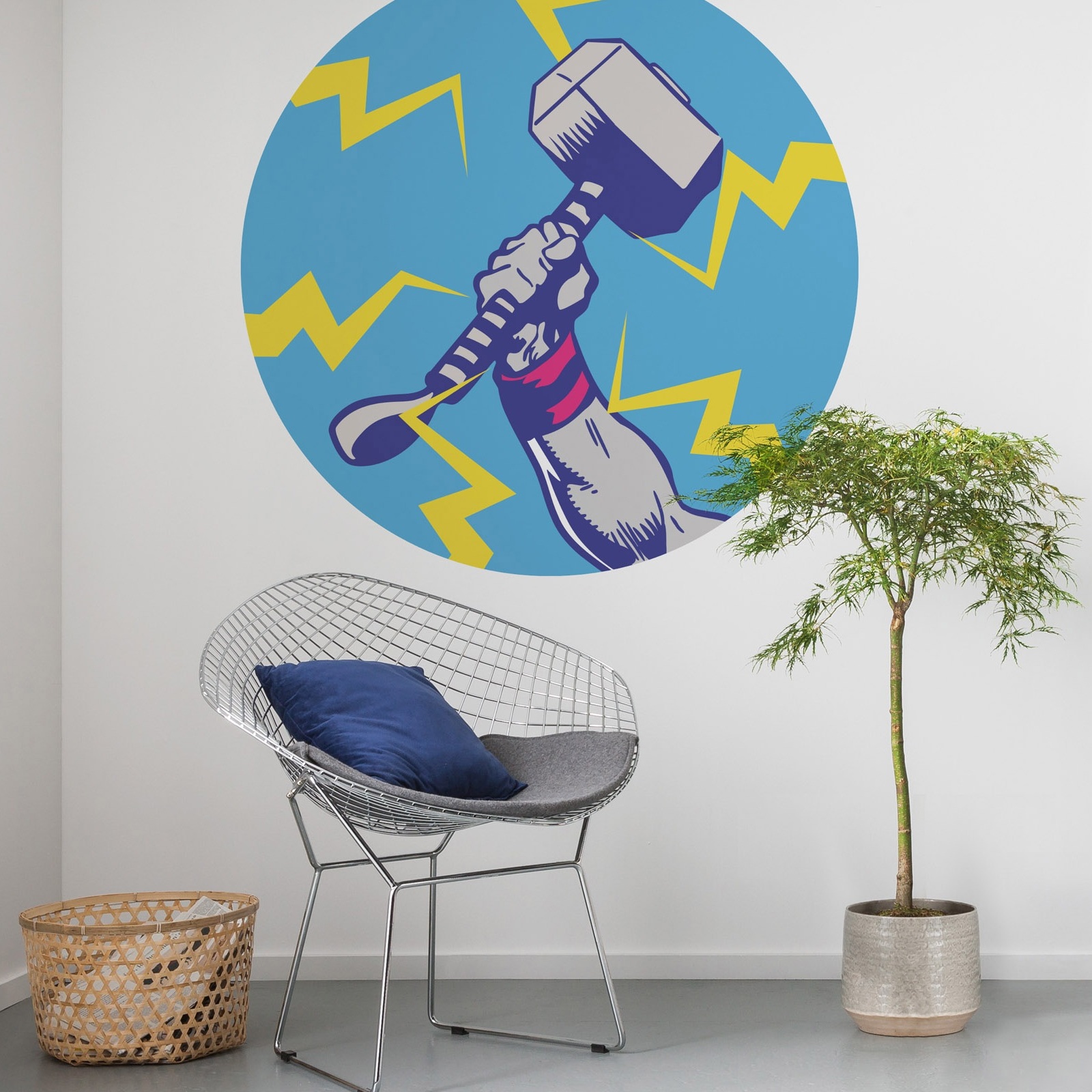 Komar Fototapete Marvel Avengers Thor's Hammer Pop Art 125 x 125 cm Vlies Selbstklebend Mjölnir