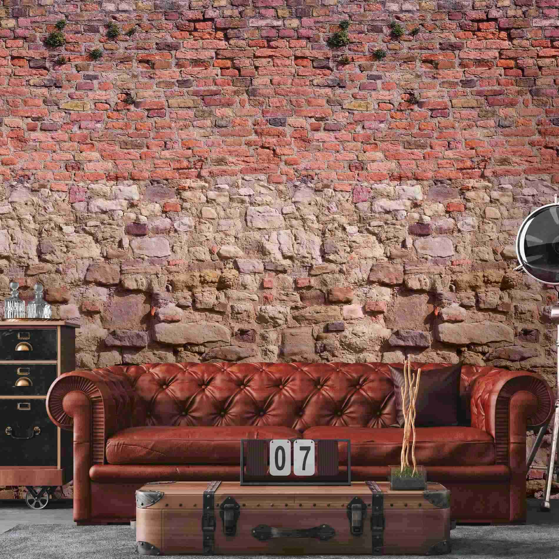 A.S. Creation Fototapete The Wall II 392461 Ein Motiv pro Rolle Steinoptik Rot