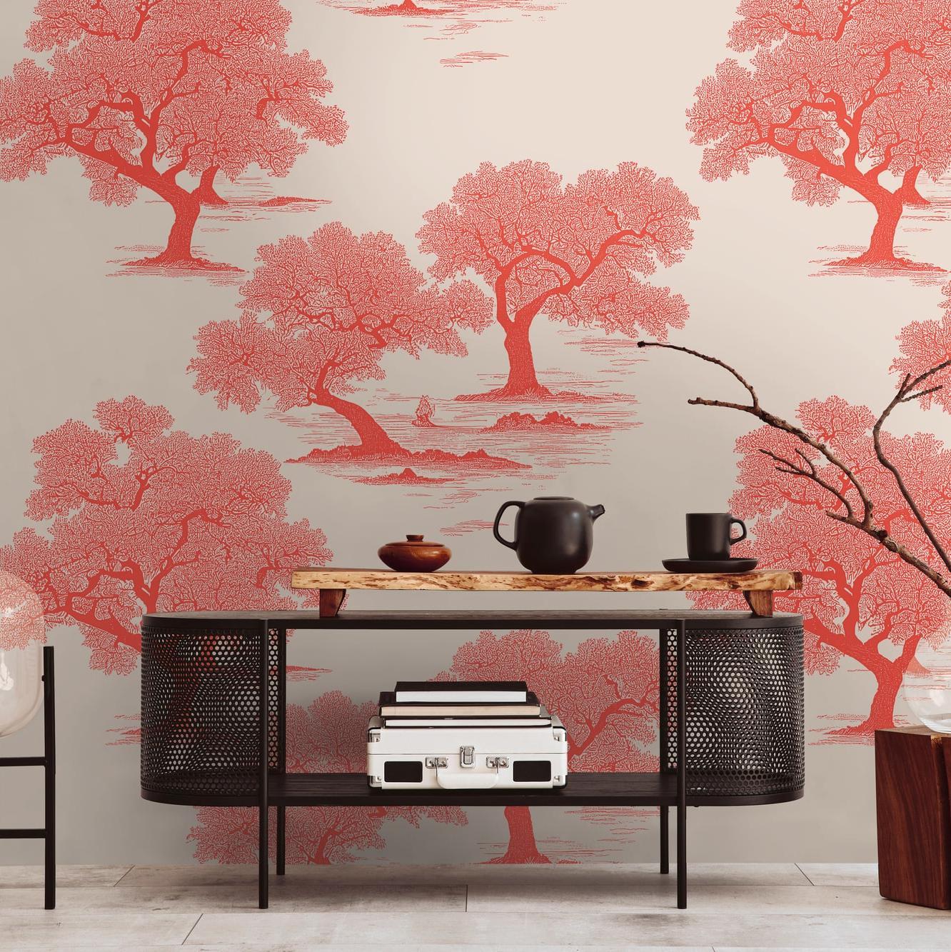 A.S. Creation Fototapete The Wall III 398761 Ein Motiv pro Rolle Bäume Blätter Rot Weiß