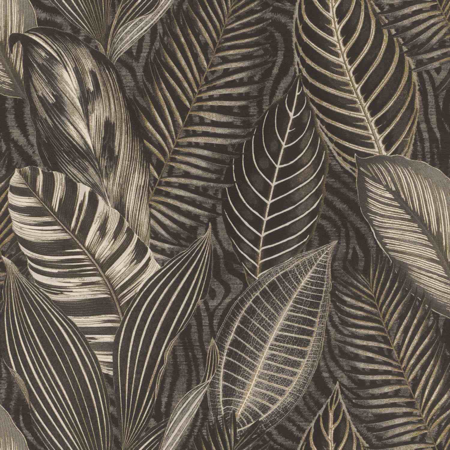 Rasch | African Queen III | 751833 | Vliestapete | Botanisch | 0.53 x 10.05 m | Schwarz | Gold