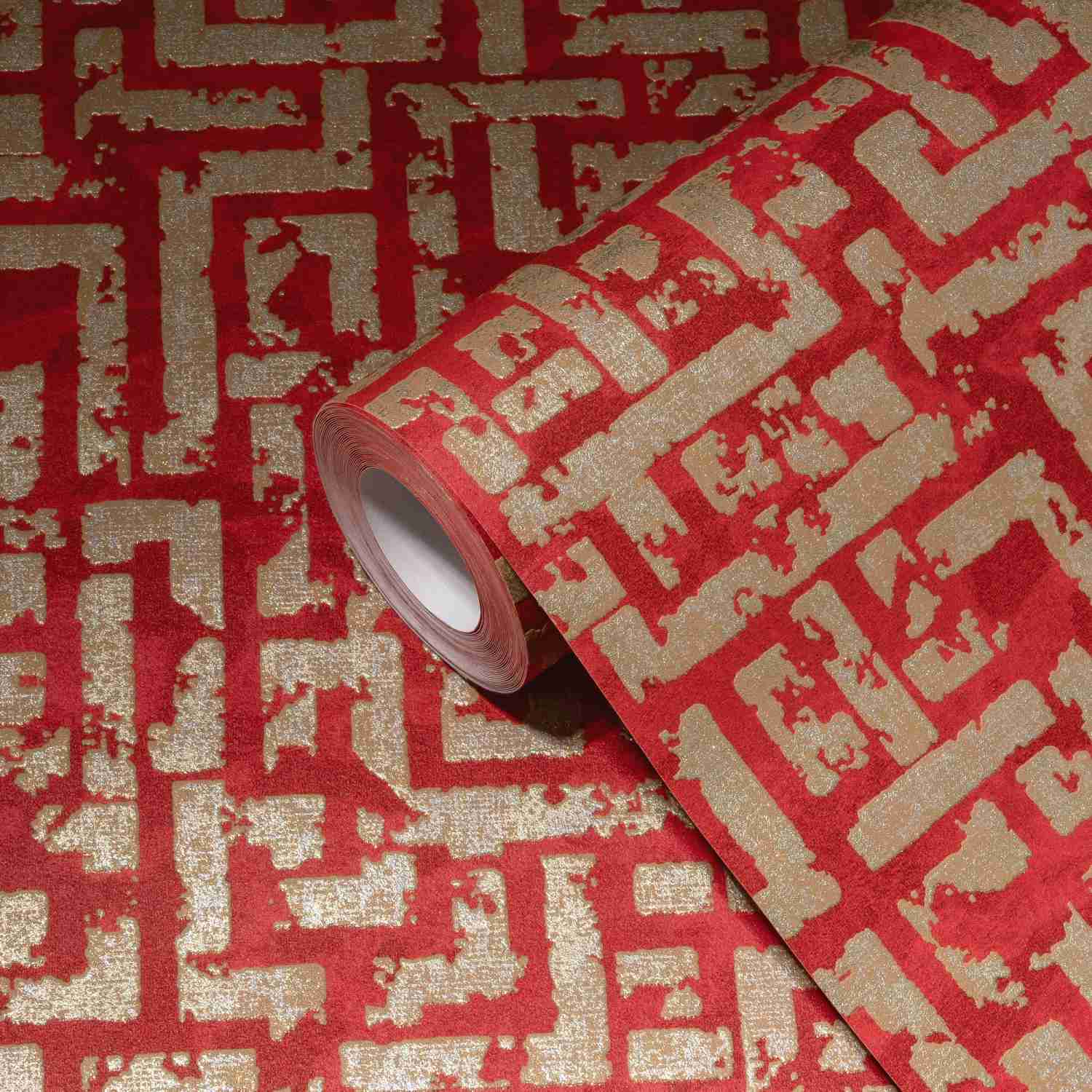 A.S. Creation | MY HOME. MY SPA. | 386954 | Vliestapete | Geometrisch | 0.53 x 10.05 m | Rot