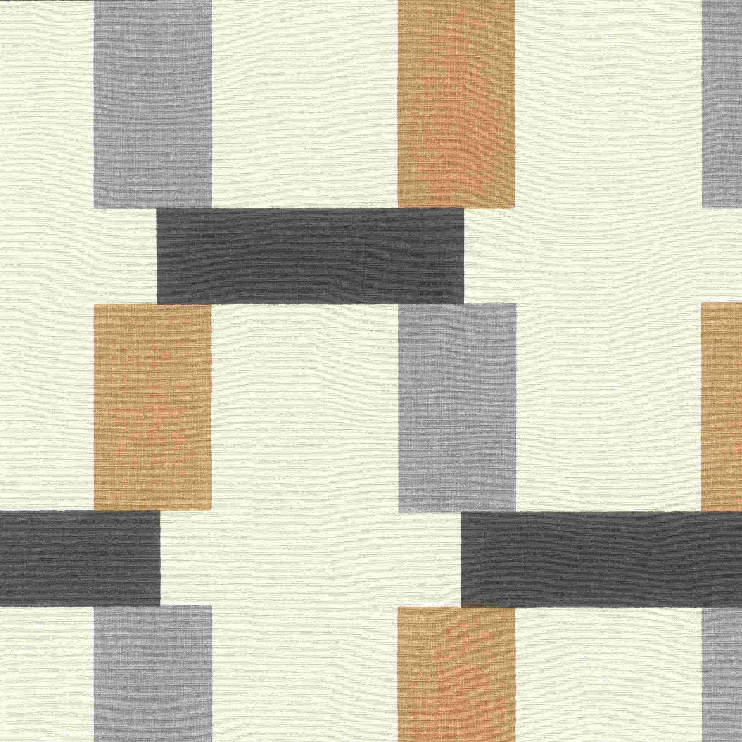 Rasch Vliestapete Symphony 868814 | 0.53 x 10.05 m | Grafik Schwarz Weiß Grau Orange