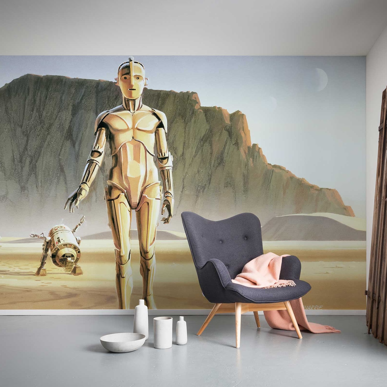 Komar Fototapete Star Wars Droids 250 x 500 cm Digitaldrucktapete Vlies Droids Droiden Universum