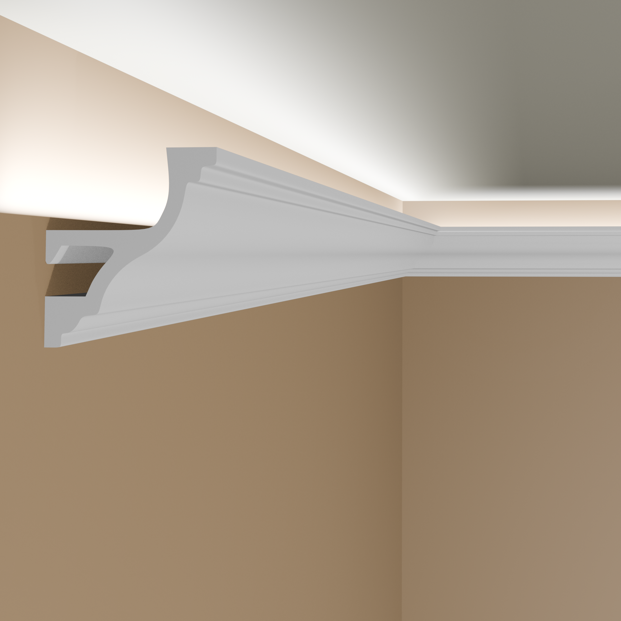 Elite Decor Lichtleiste KH905| Polystyrol 40 x 45 x 2000 mm Weiß Styropor Deckenleiste