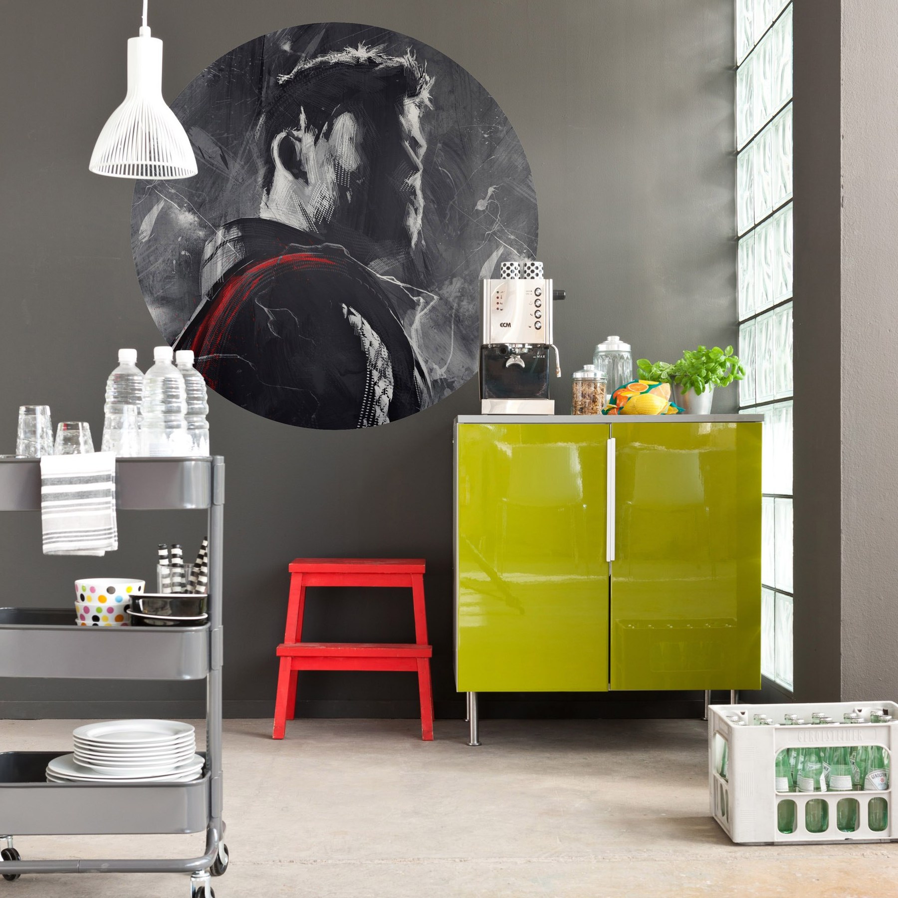 Komar Fototapete Marvel Avengers Painting Thor 125 x 125 cm Wandtattoo Vlies Selbstklebend Gott