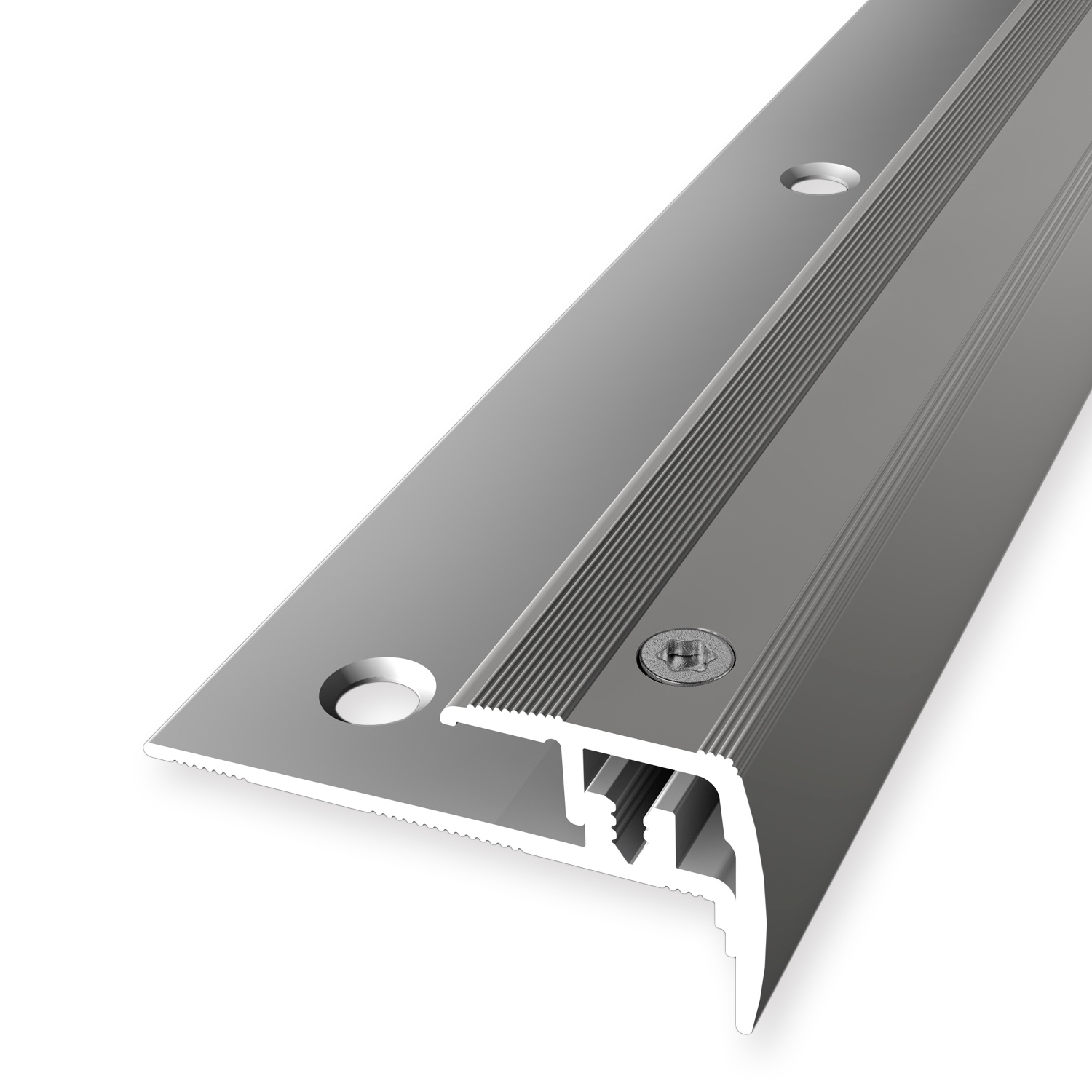 Treppenkantenprofil 21 x 21.5 mm Aluminium Winkelprofil Geriffelt Versenkt Gebohrt Küberit