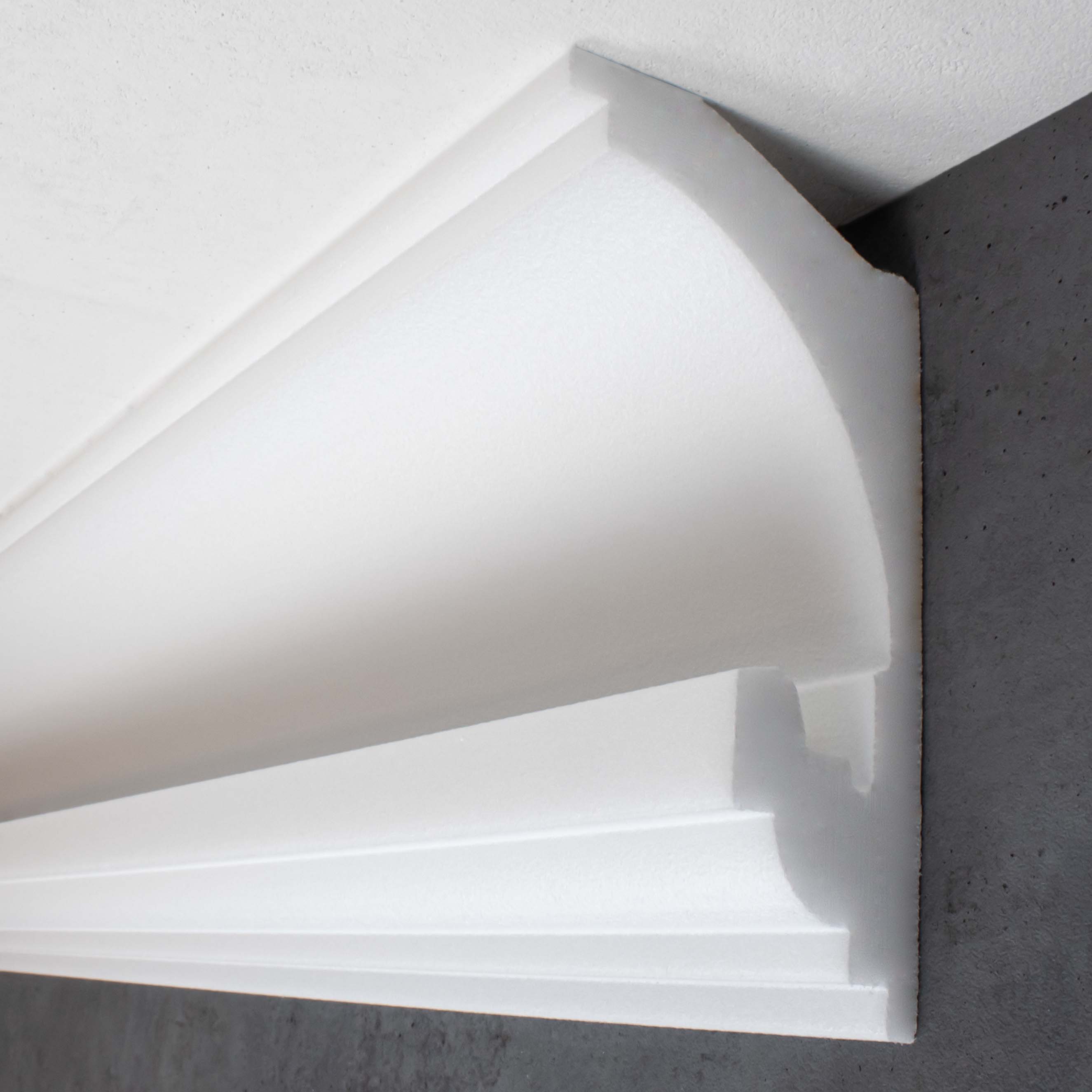 PROVISTON | Lichtleiste "LL2" | Polystyrol Stuckleiste | 93 x 182 x 2000 mm | Weiß | Deckenleiste