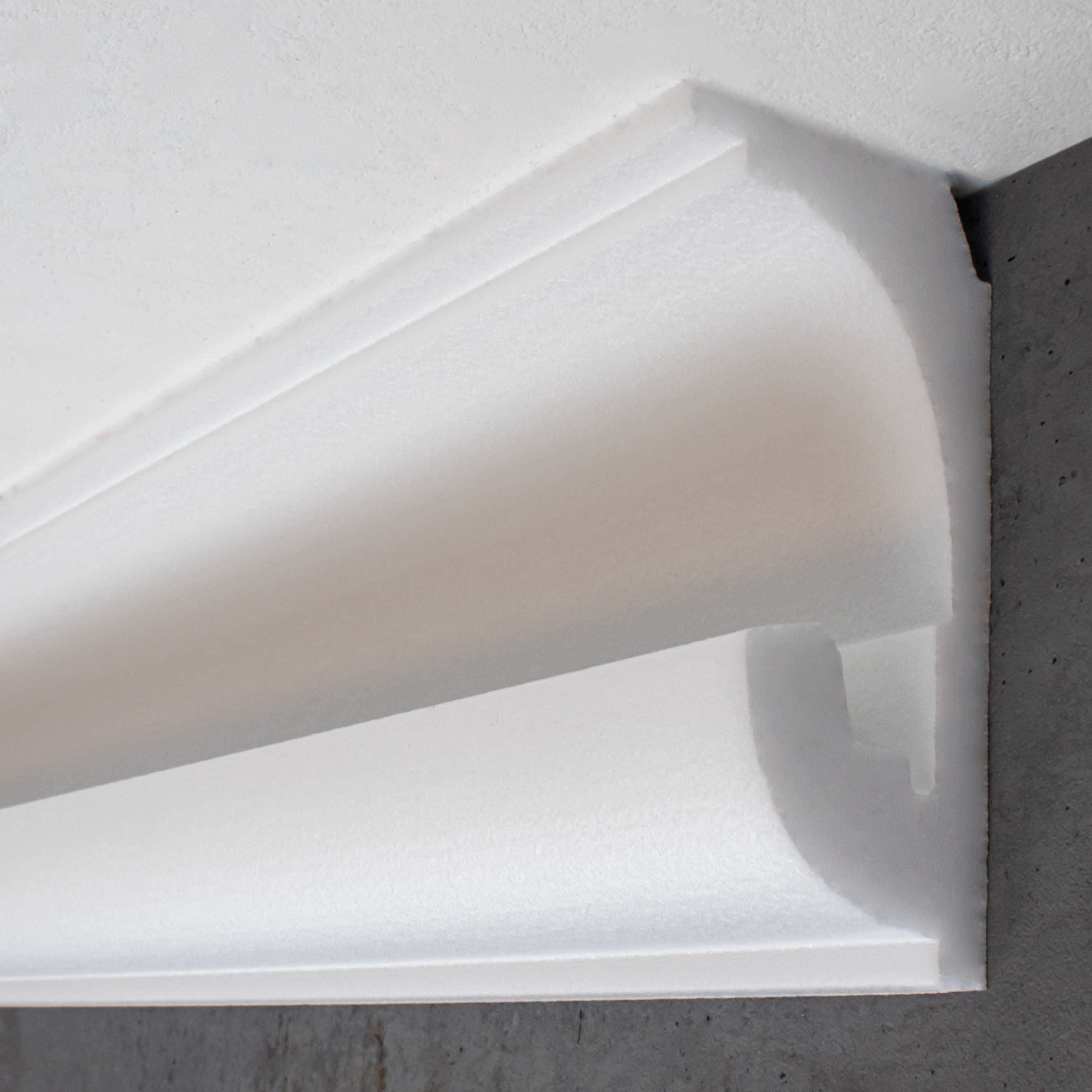 PROVISTON | Lichtleiste "LL4" | Polystyrol Stuckleiste | 64 x 132 x 2000 mm | Weiß | Deckenleiste