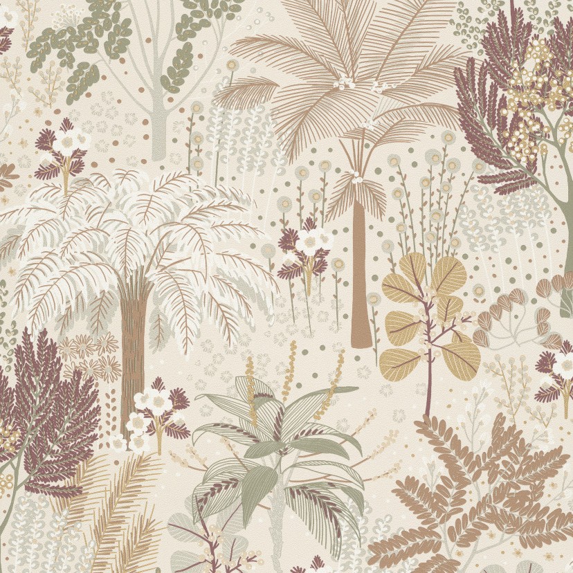 Grandeco | Asperia | A54803 | Vliestapete | Dschungel | 10.05 x 0.53 m | Beige