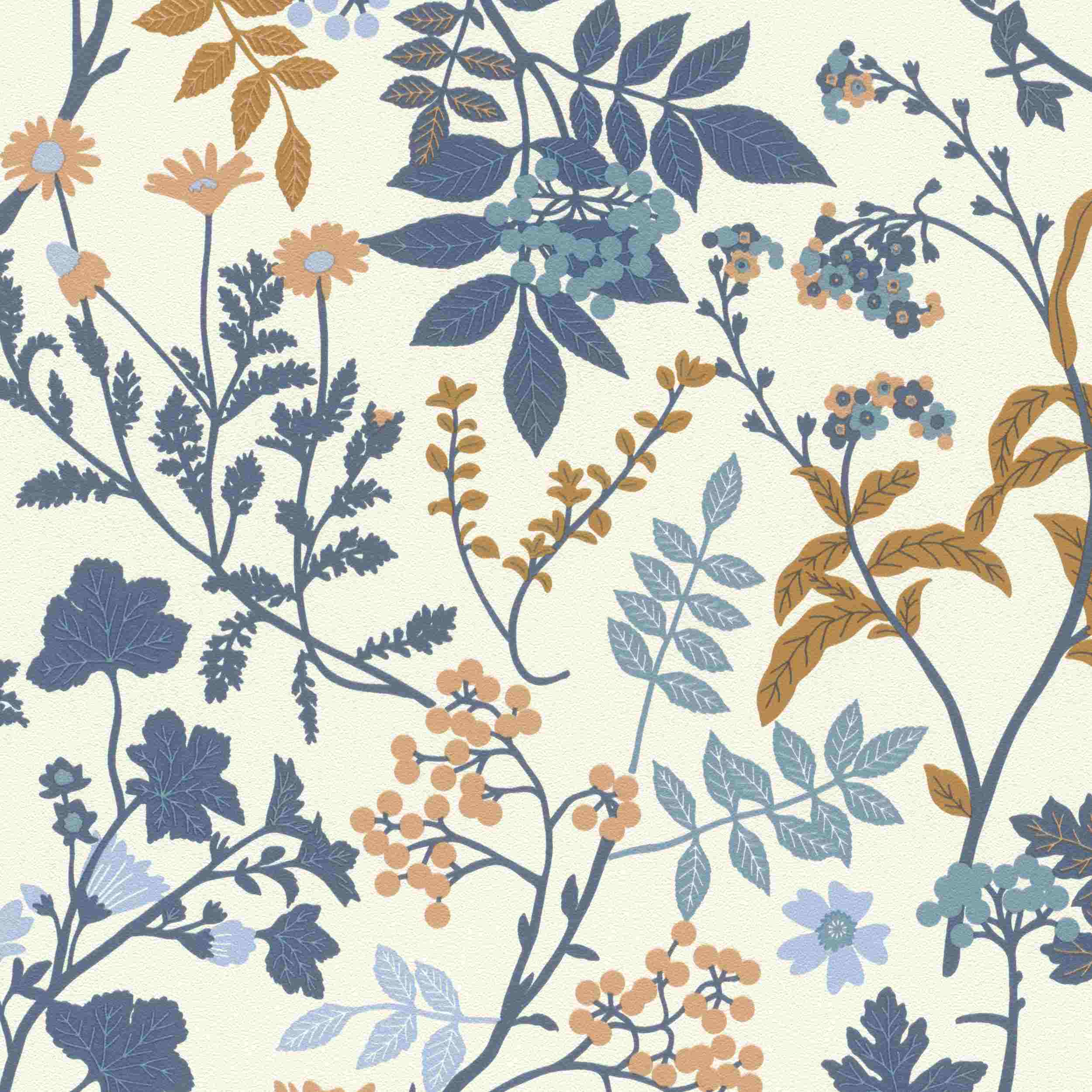 Rasch Vliestapete Symphony 868500 | 0.53 x 10.05 m | Botanical Dschungel Braun Blau Weiß