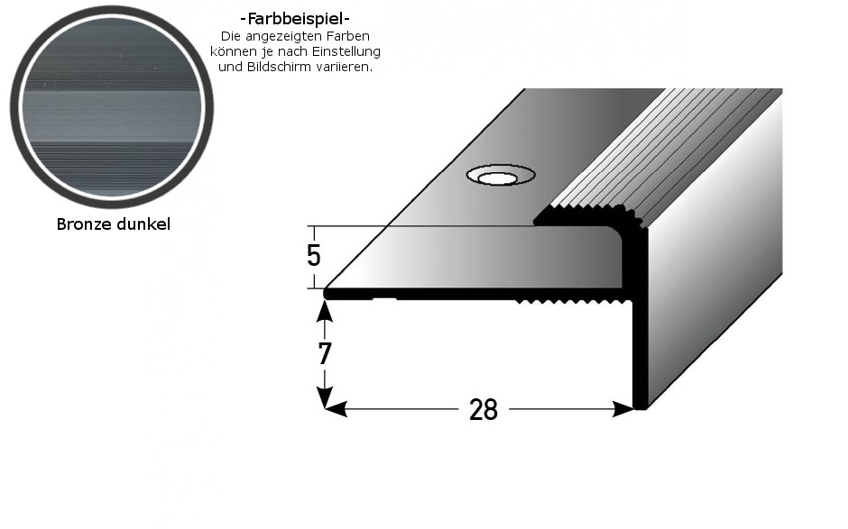 Einschubprofil "Stannington" mit Nase für Designbeläge, Einfasshöhe 5 mm, Aluminium eloxiert, gebohrt-bronze dunkel-1 (Default)