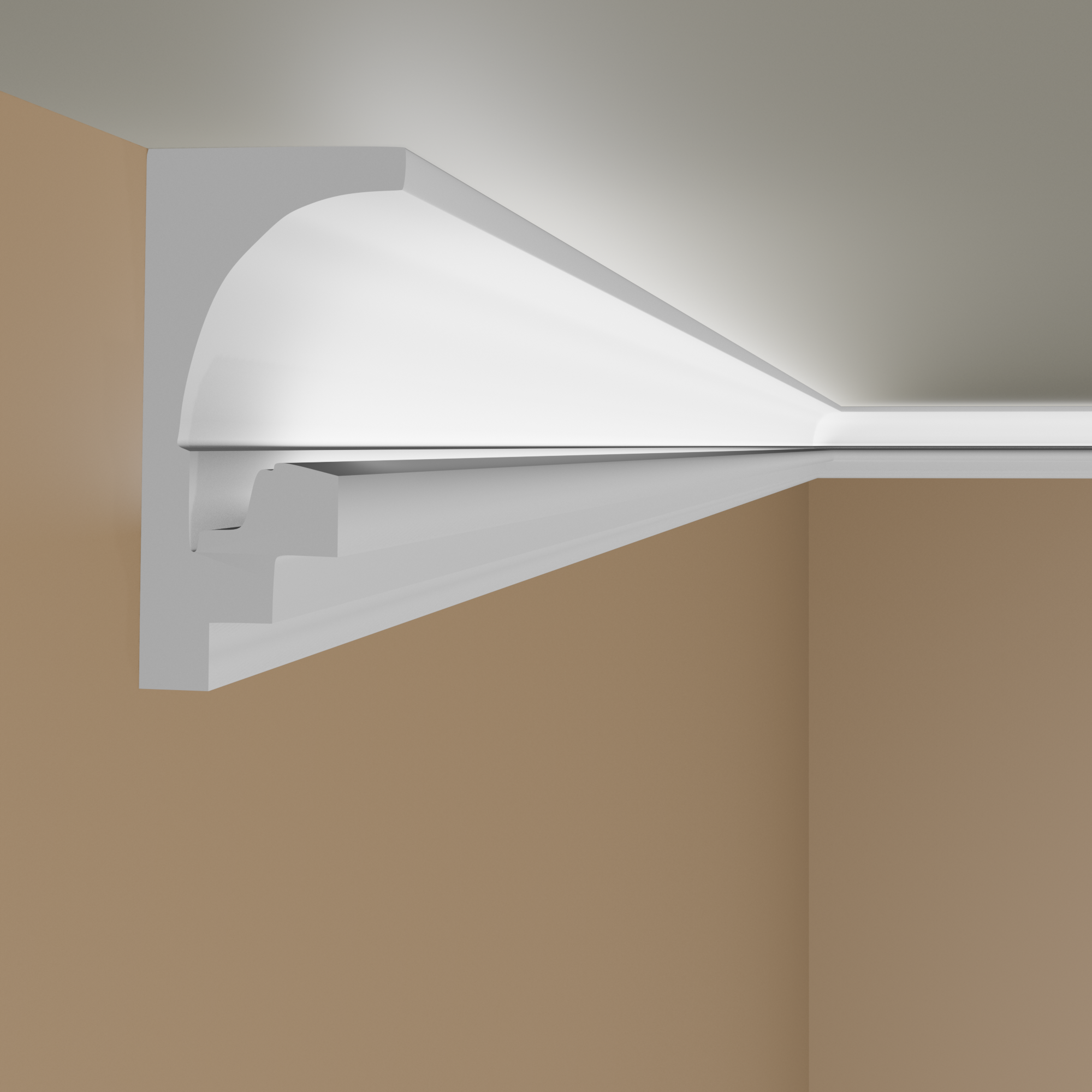 PROVISTON | Lichtleiste LL9 | Polystyrol Stuckleiste | 182 x 96 x 2000 mm | Weiß | Deckenleiste