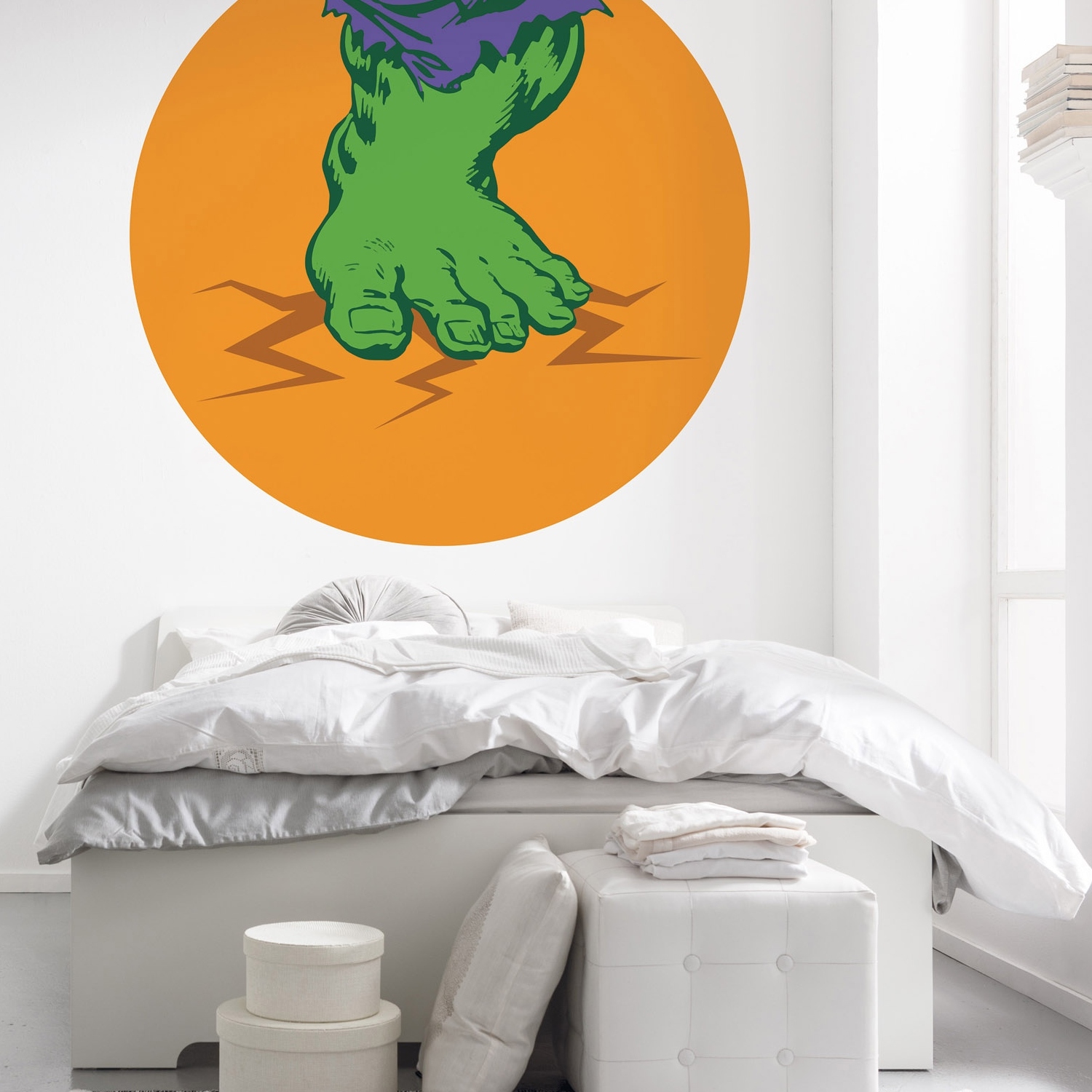 Komar Fototapete Marvel Avengers Hulk's Foot Pop Art 125 x 125 cm Vlies Selbstklebend Superhelden