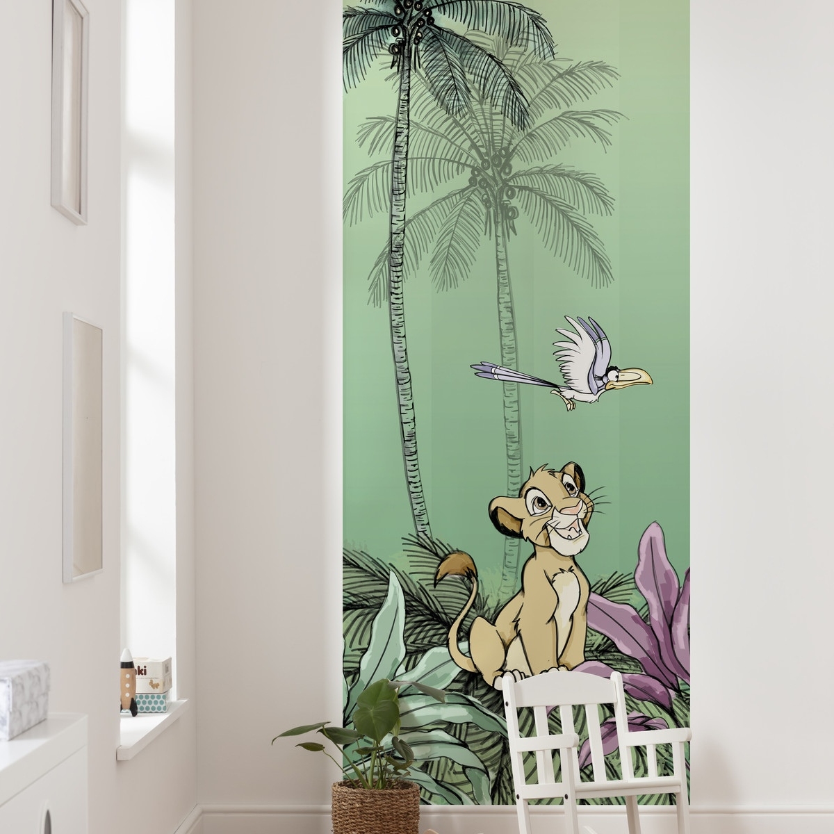 Komar Fototapete Disney Jungle Simba 280 x 100 cm Digitaldrucktapete Vlies Jungle Simba Zazu