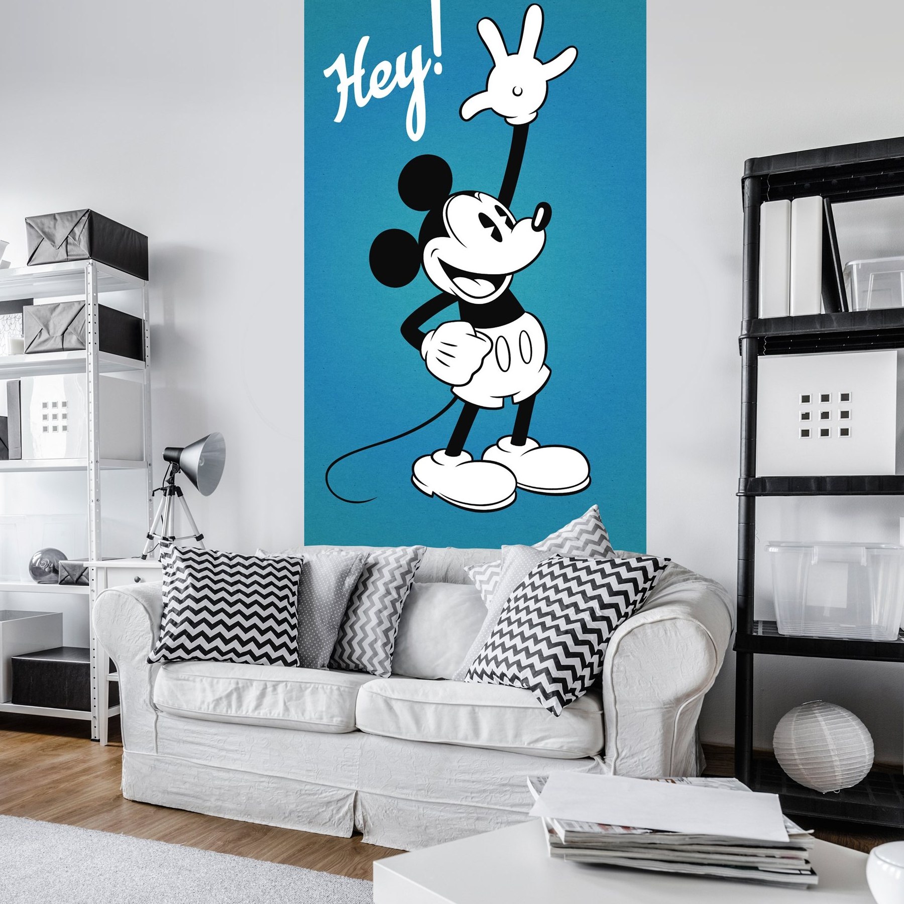 Komar Fototapete Disney Hey Micky Maus 200 x 120 cm Digitaldrucktapete Vlies Begrüßung Retro