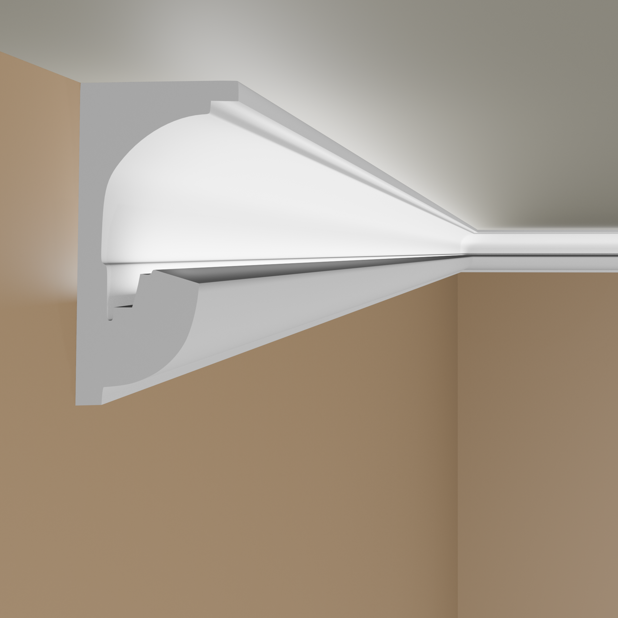 PROVISTON | Lichtleiste "LL5" | Polystyrol Stuckleiste | 92 x 182 x 2000 mm | Weiß | Deckenleiste