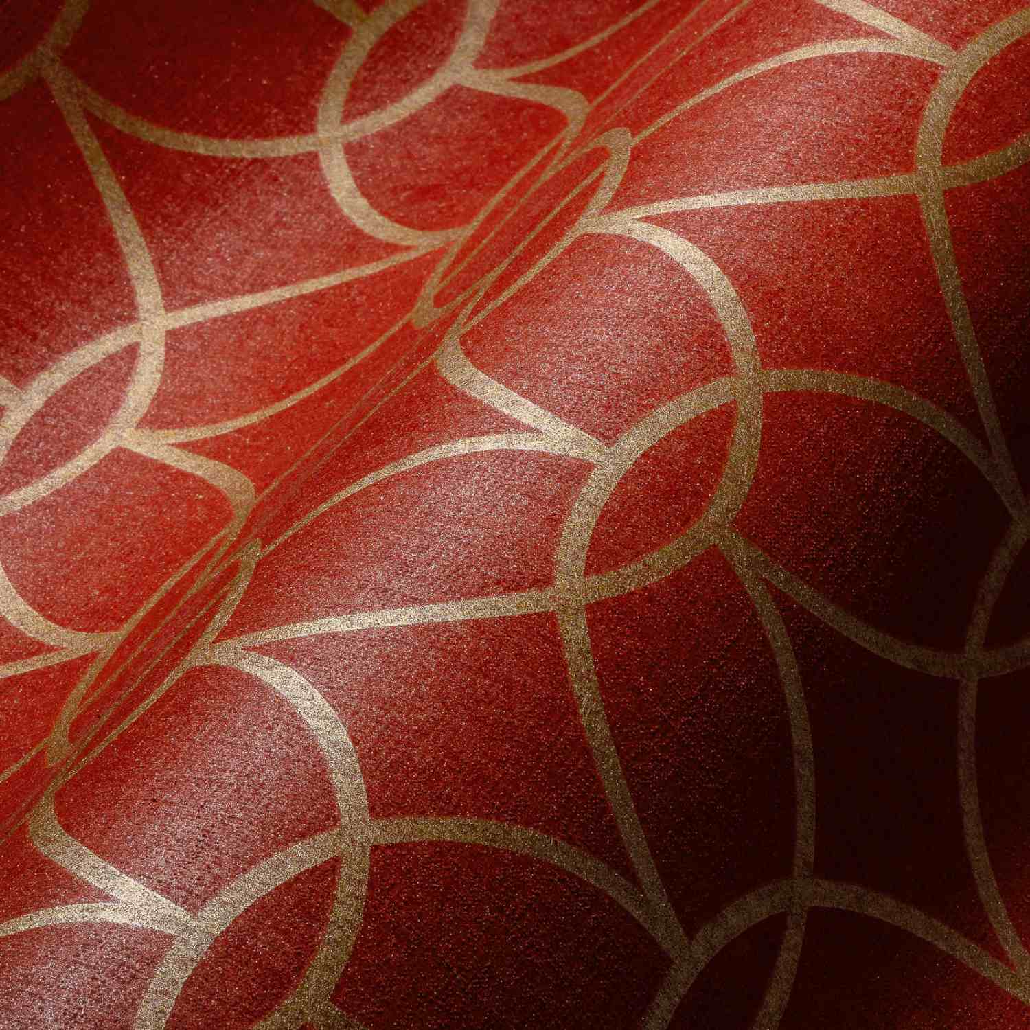 A.S. Creation | Villa | 375646 | Vliestapete | Vintage | Retro | 0.53 x 10.05 m | Rot | Gold