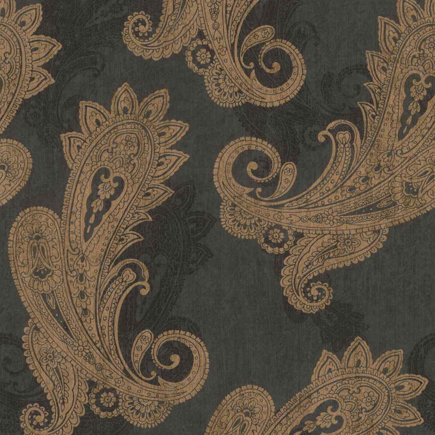 Rasch | Indian Style | 746464 | Vliestapete | Barock | 0.53 x 10.05 m | Schwarz | Gold
