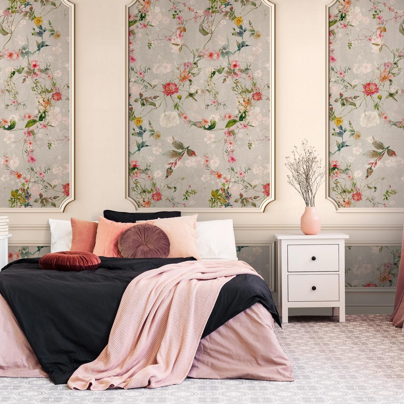 A.S. Creation Fototapete The Wall III 398471 Ein Motiv pro Rolle Blumen Floral Beige Grau
