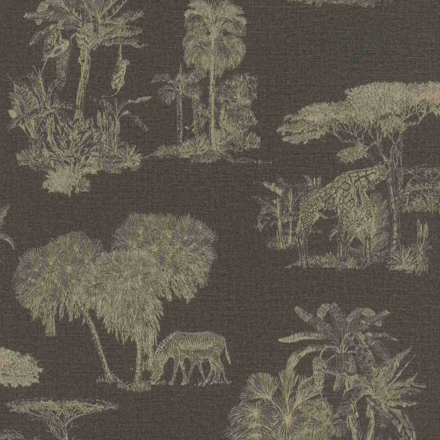 Rasch | Lirico | 555035 | Vliestapete | Botanisch | 0.53 x 10.05 m | Schwarz | Gold