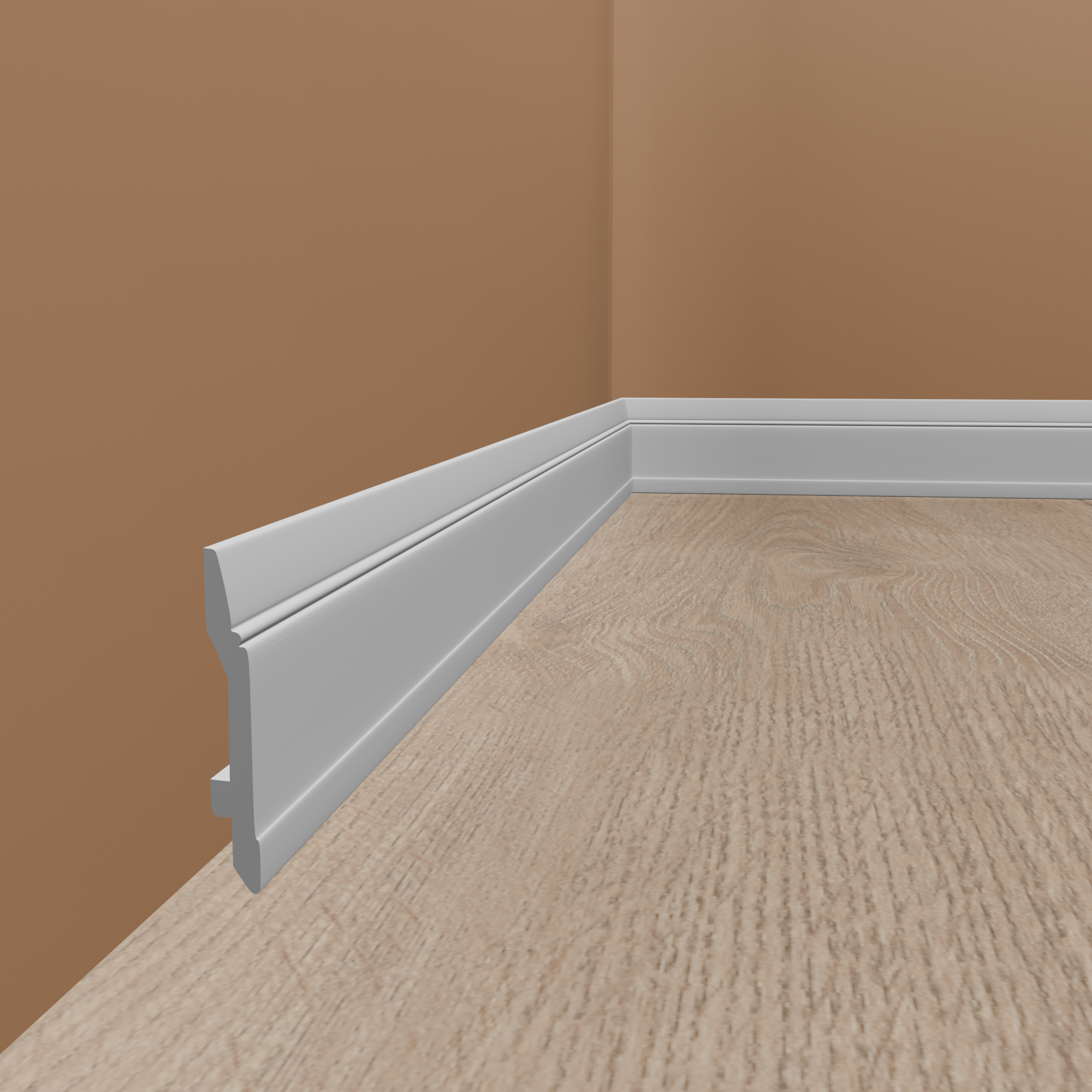 PROVISTON | Sockelleiste "NE361" | 15 x 144 x 2000 mm | Weiß | Fußleiste | Kabelkanal | Hochwertig