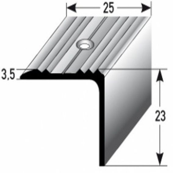 Treppenkante / Winkelprofil "Hastings" (Größe 25 mm x 23 mm) aus Edelstahl V4A (gezogen), gebohrt (Default)