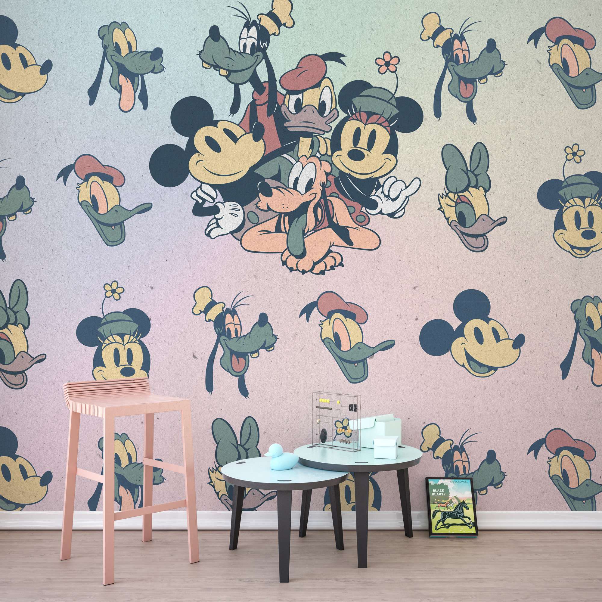 Komar Fototapete Disney Micky Fab5 280 x 300 cm Vlies Micky Fab Minnie Micky Maus Goofy Donald Pluto