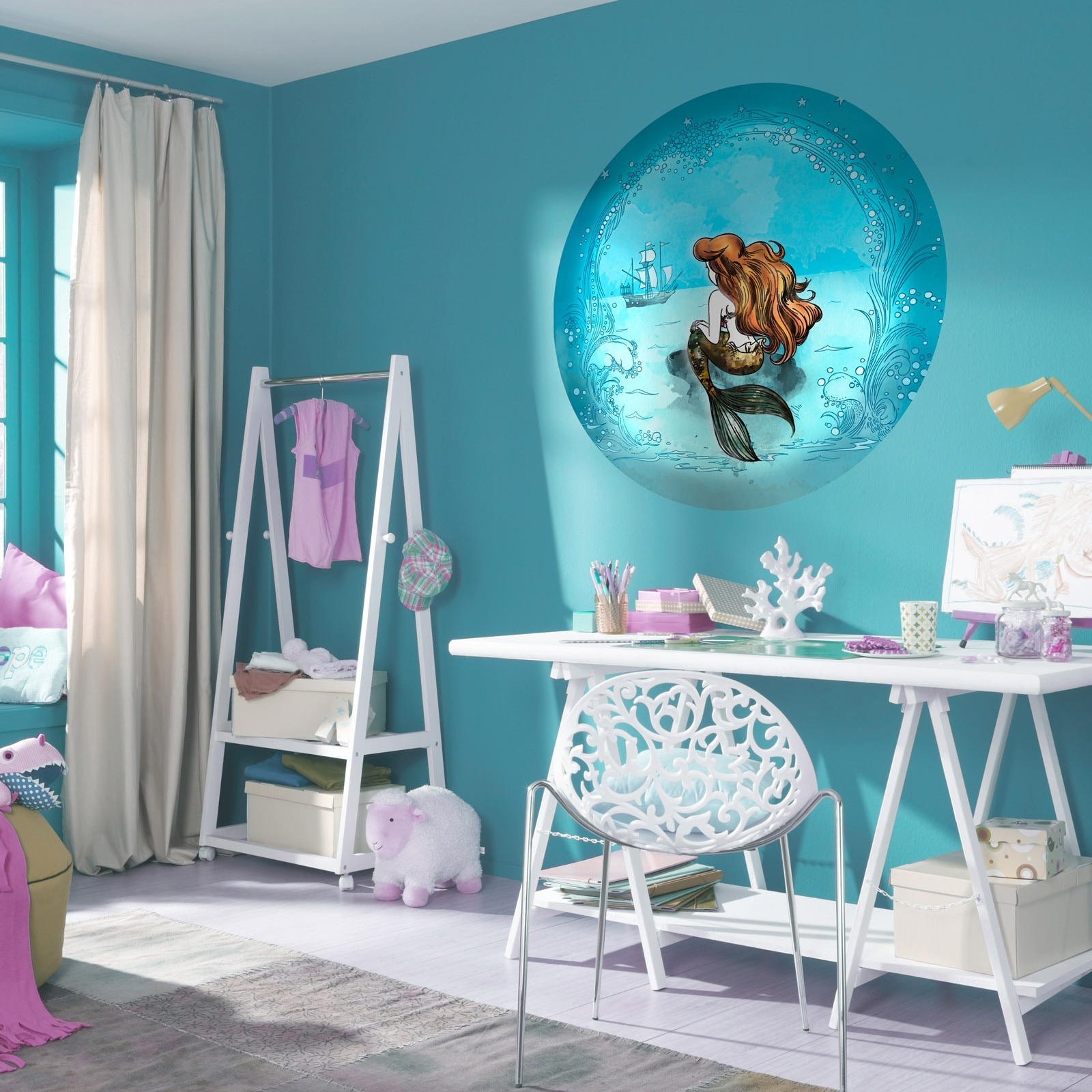 Komar Fototapete Disney Dot Arielle Dreaming 125 x 125 cm Vlies Selbstklebend Meerjungfrau Traum