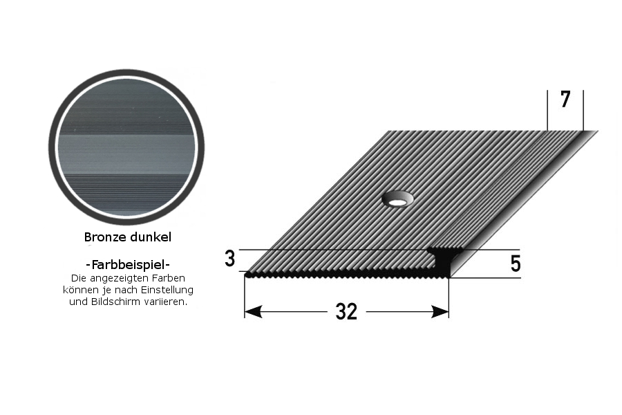 Anstoßprofil "Newbridge" Anstoßleiste für Designbeläge (doppelseitig), 3 / 5 mm Einfasshöhe, Aluminium eloxiert, gebohrt, Typ 29-bronze dunkel (Default)