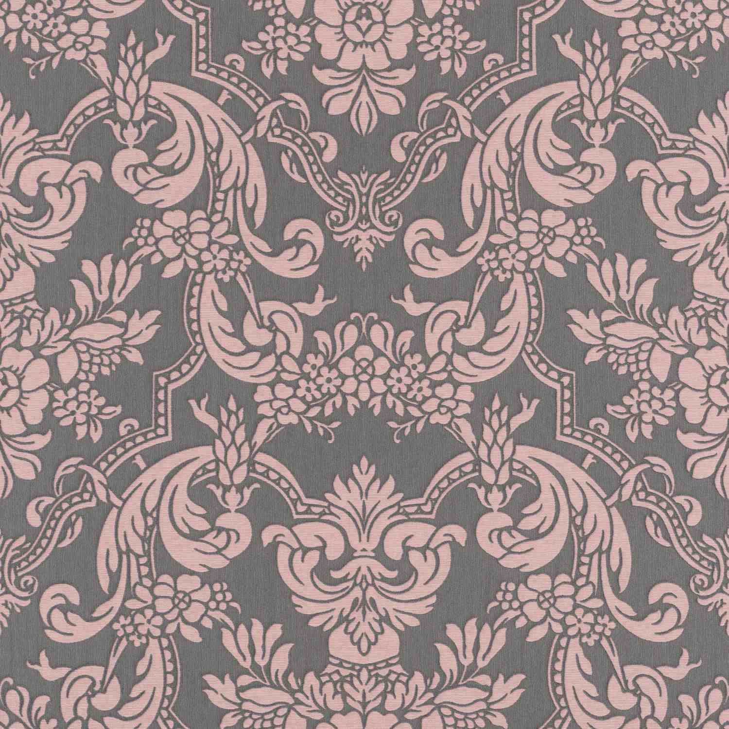 Rasch | Trianon XIII | 570649 | Vliestapete | Barock | 0.53 x 10.05 m | Grau | Rosa