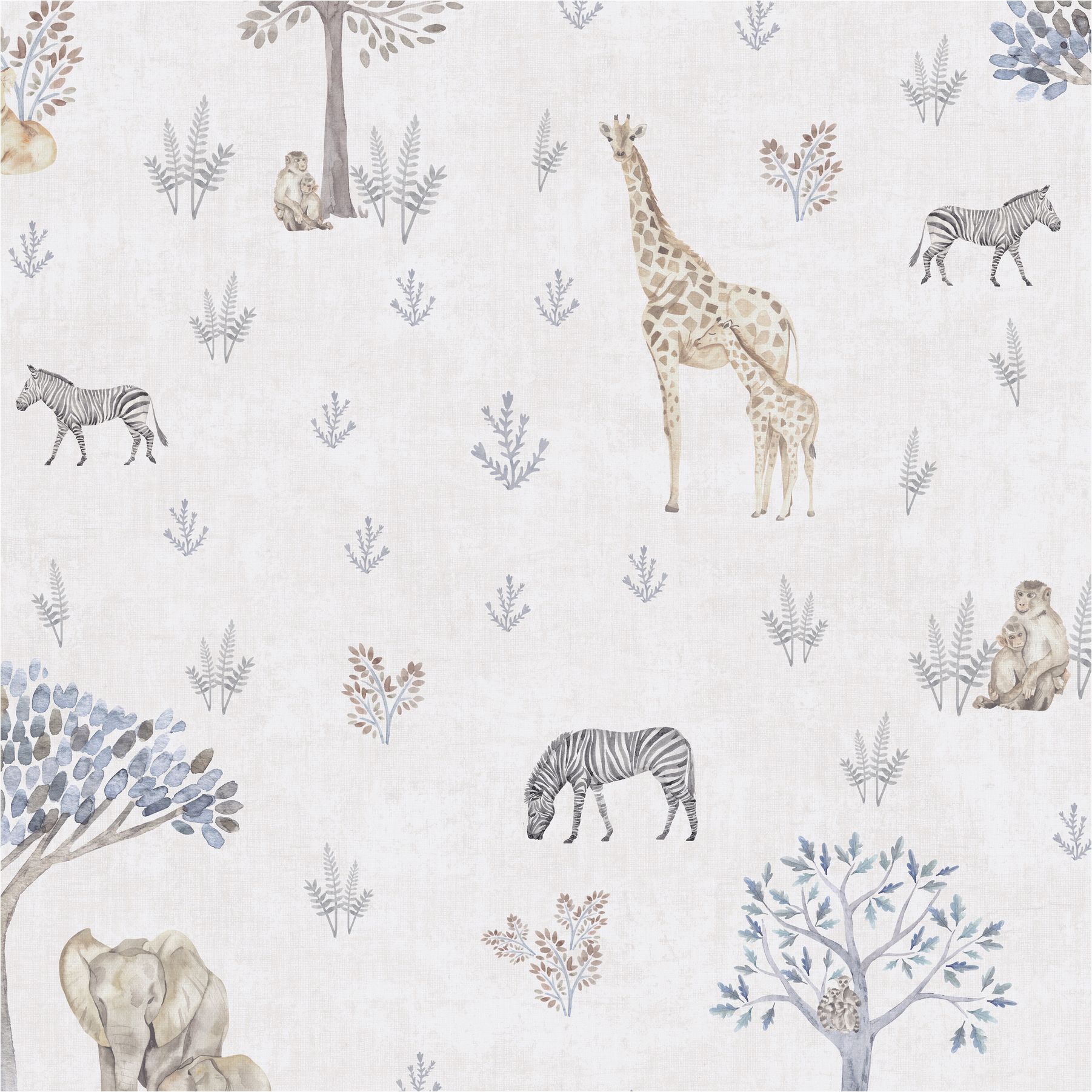 Vliestapete 771761 Beige Gelb Muster Motive Tapete Kinderzimmer Lilly & Luis Tiere A.S. Création