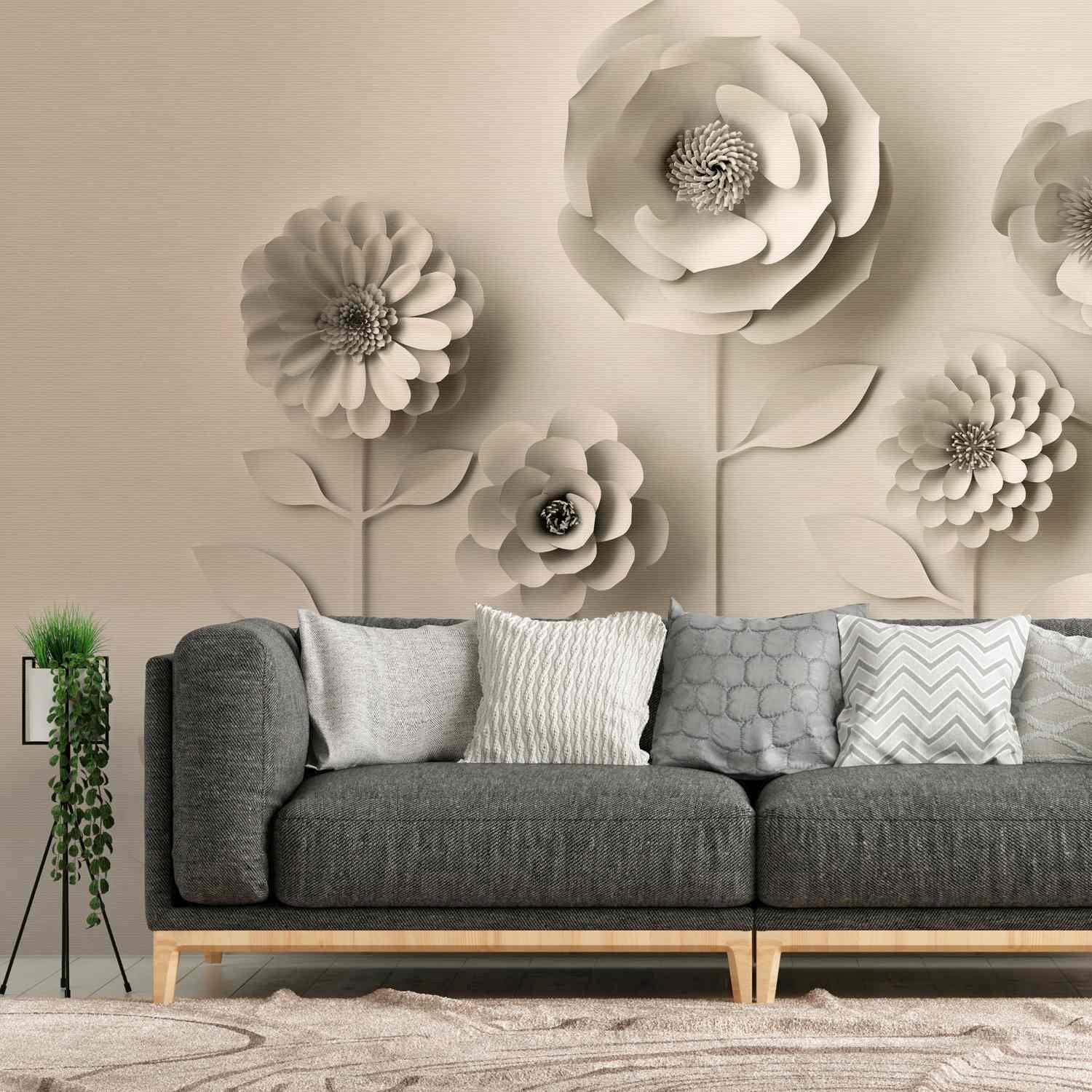 A.S. Creation Fototapete The Wall 382931 Ein Motiv pro Rolle Blumenoptik Beige