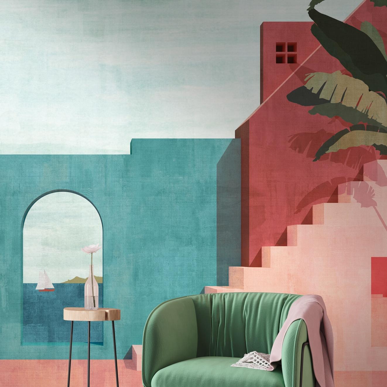 A.S. Creation Fototapete The Wall III 398891 Ein Motiv pro Rolle Architektur Gebäude Blau Rot