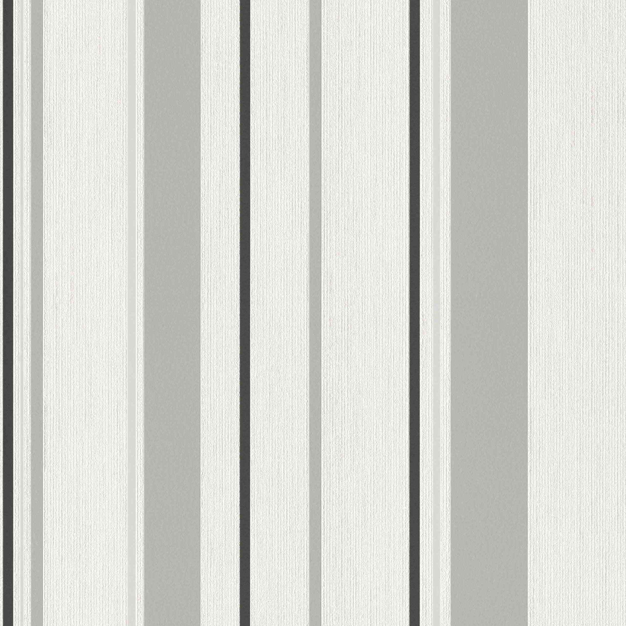 Rasch | #ROCKNROLLE | 536256 | Vliestapete | Streifenoptik | 0.53 x 10.05 m | Grau