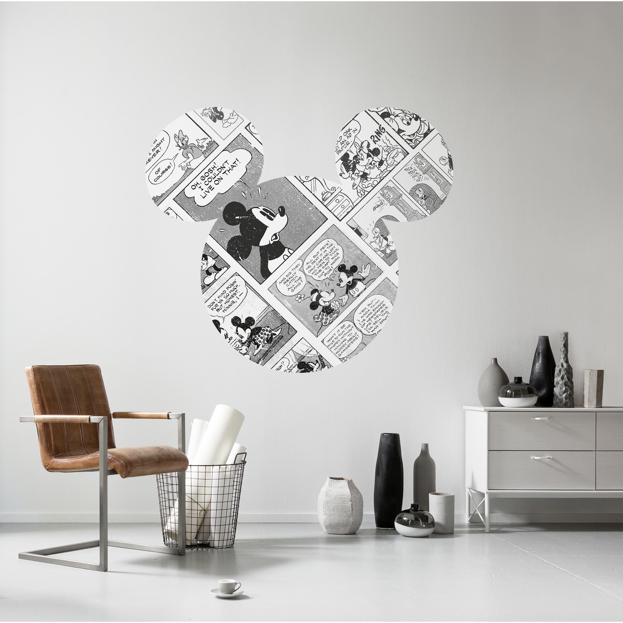 Komar Fototapete Disney Dot Micky Head Comic Cartoon 125 x 125 cm Wandtattoo Vlies Selbstklebend