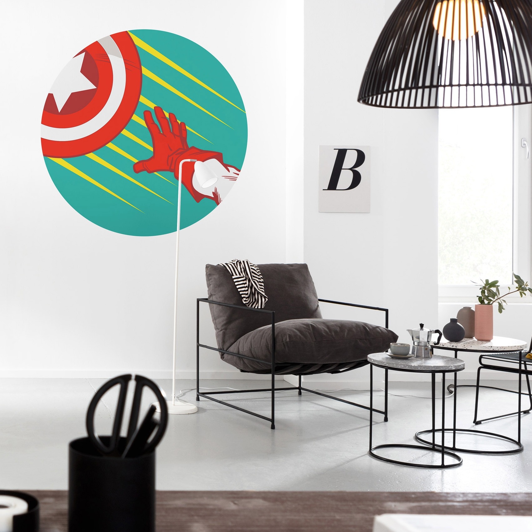 Komar Fototapete Marvel Avengers Captain Shield Pop Art 125 x 125 cm Vlies Selbstklebend Vibraniuim