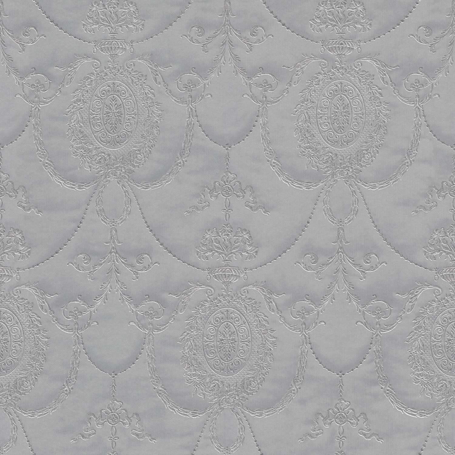 Rasch | Trianon XIII | 532128 | Vliestapete | Barock | 0.53 x 10.05 m | Silber | Grau